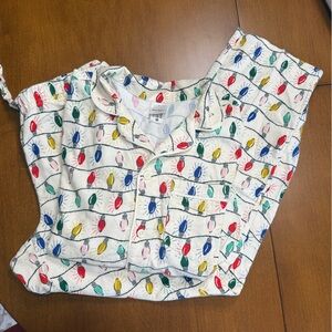 Unisex Hanna Andersson Flannel Christmas Light Bright Bulb Pajama Set Size S